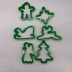 Set of Six Vintage Plastic Christmas Cookie Cutters